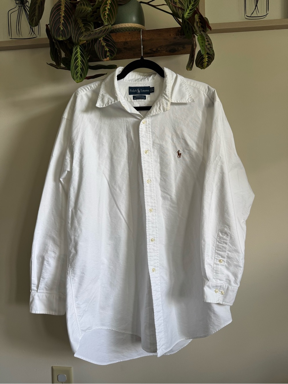 Vintage 90s Ralph Lauren Shirt Mens 16.5 32/33 White Button Down Oxford Yarmouth